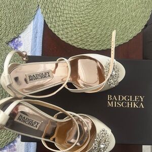 Badgley Mischka Women's Cream Embellished Heels